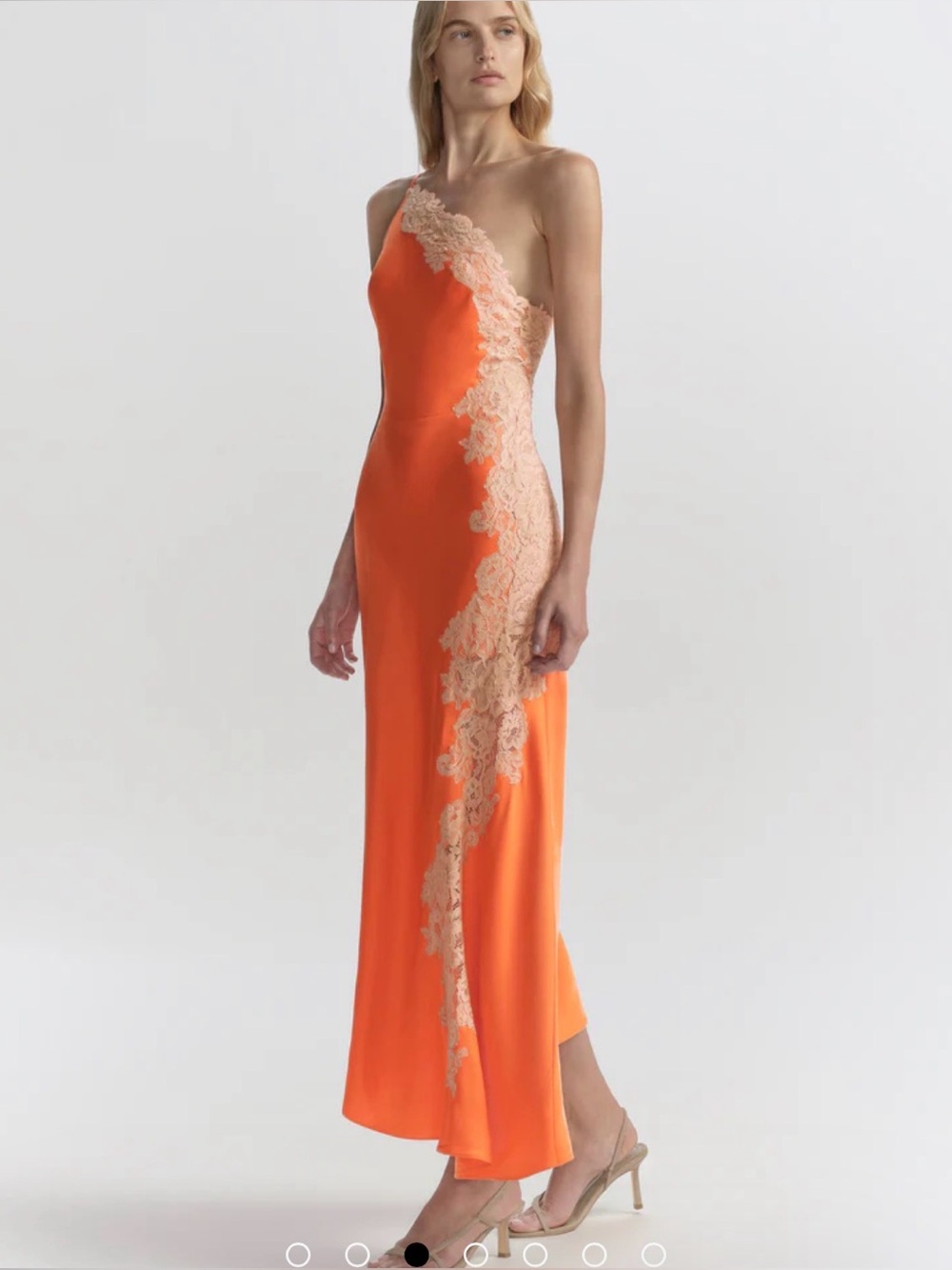 A.L.C. Orange Slip Maxi Dress with Cream Lace - Picture 2 of 10